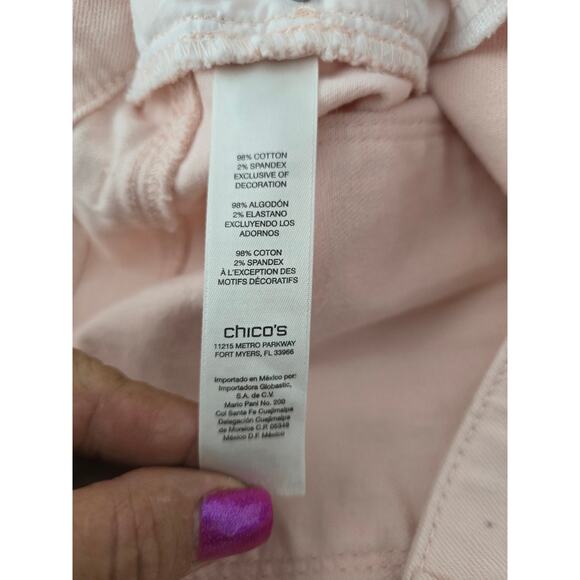 Chico's Platinum Light Pink Women's Denim Crop Jeans 2.5 -14 - Picture 5 of 6
